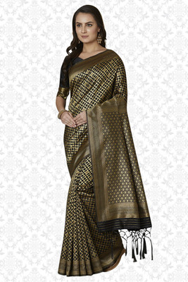 Divastri Embellished, Woven Banarasi Silk Blend Saree(Black)