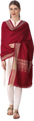 BRAVEZI Polyester Wool Blend Self Design Women Shawl(Maroon)