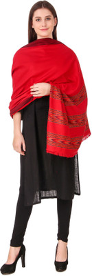 BRAVEZI Polyester Wool Blend Solid Women Shawl(Red)
