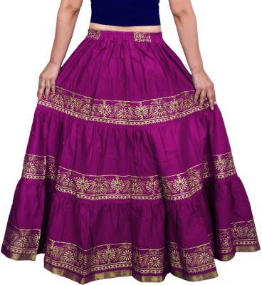 VOXVIDHAM Printed Women Flared Purple Skirt