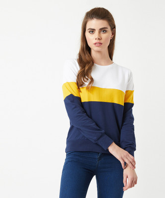 Miss Chase Full Sleeve Color Block Women Sweatshirt