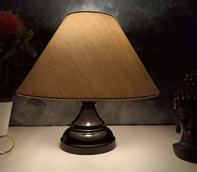 CANDELA Conical Shade and Beautiful Black Base Table Lamp for Bedroom and Drawing Room Table Lamp(24 cm, Cream)
