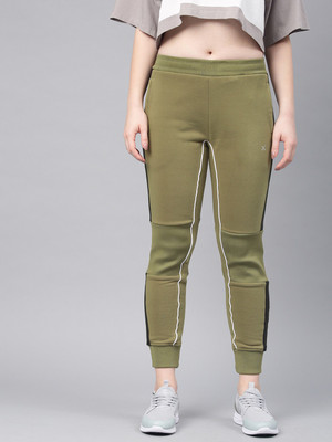 HRX by Hrithik Roshan Striped Women Dark Green Track Pants