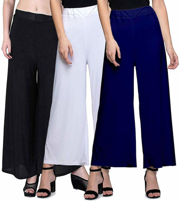 Swastik Stuffs Relaxed Women Dark Blue, White, Black Trousers