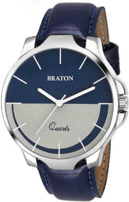 BRATON Exceptional Exclusive Blue dial Blue leather strap analog combo wrist Analog Watch  - For Men