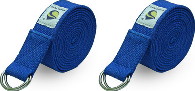 Marine Pearl 8ft Set of 2 Heavy Duty Yoga Strap - Cotton Yoga Strap Cotton Yoga Strap(Blue)