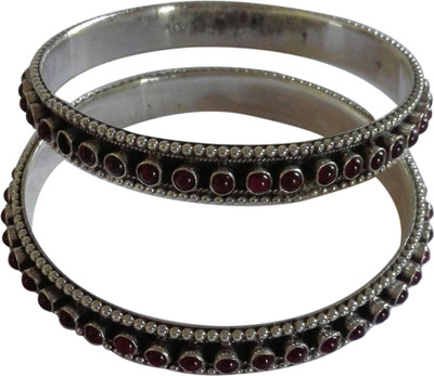 HEERA GEMS Silver Bangle Set(Pack of 2)