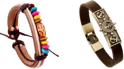 Fashion For Sure Leather Bracelet Set(Pack of 2)