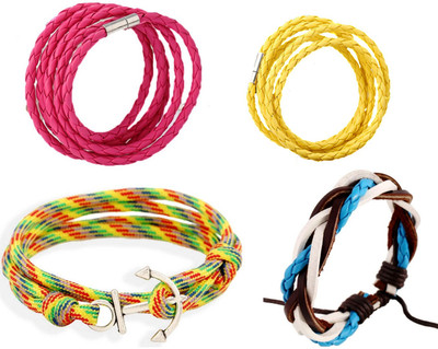 Fashion For Sure Leather Bracelet Set(Pack of 4)