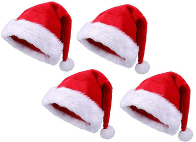 ME&YOU Solid Santa Cap Cap(Pack of 4)