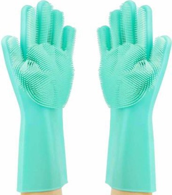 KNOCKNEW Reusable Rubber Silicon Wash Scrubber Heat Resistant Dish Washing Gloves K98 Wet and Dry Disposable Glove(Free Size)