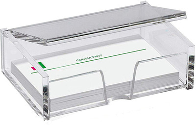 PANKU 1 Compartments Cast Acrylic Visiting/Business Desk Card Holder Display Stand(Transparent)