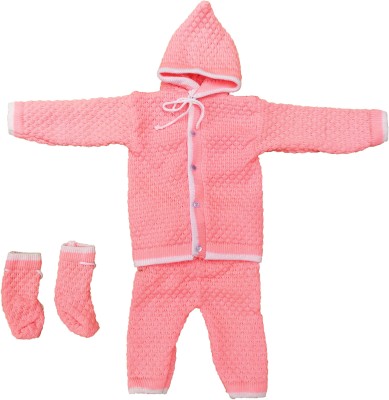 Mom And Son Baby Boys & Baby Girls Casual Sweater Pyjama, Mitten(Pink)