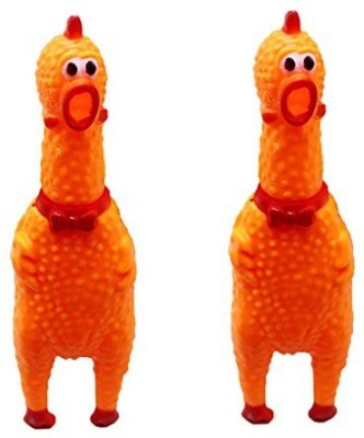 PETS EMPIRE 2pcs 11cm Shrilling Chicken Pet Dog Screaming Squawking Fun Toy Rubber Plastic Squeeze Rubber Chew Toy For Dog