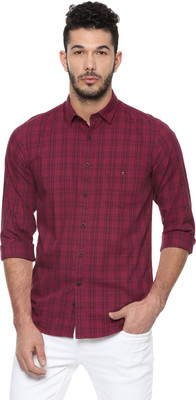 Louis Philippe Men Checkered Casual Pink Shirt