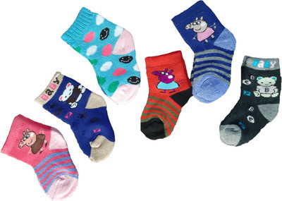 Radhakrishan Baby Boys & Baby Girls Printed Mid-Calf/Crew(Pack of 6)