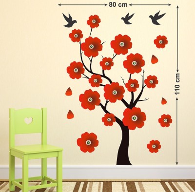 Littlebuds 110 cm Red Tree Removable Sticker(Pack of 1)