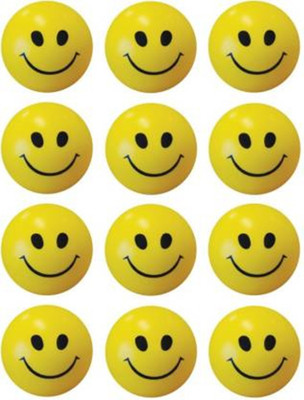 Shivsoft Smiley Face Squeeze Stress Ball - Set of 12 - 3 inch (Yellow)  - 2 mm(Yellow)