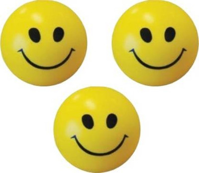 Shivsoft Smiley Face Squeeze Stress relief Ball ( pack of 3 ) - 10 cm (Multicolor)  - 10 cm(Yellow)