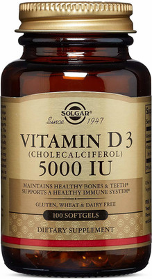 Solgar Vitamin D3 (Cholecalciferol), 5,000 IU, 100 Softgels(100 No)