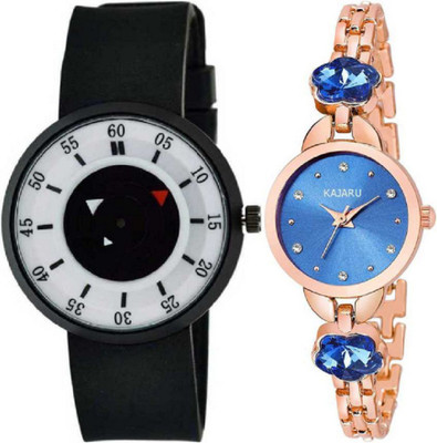 JAMVAI STYLISH COUPLE WATCH FOR MENS & WOMENS ( BLACK AND ROSE GOLD ) JM STYLISH WATCH FOR COUPLE Analog-Digital Watch - For Couple
