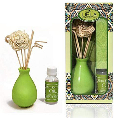 LIELA Apple Cinnamon Fragrance Reed Stick and Oil with Ceramic Pot Diffuser Set Reed Diffuser Set with Ceramic Pot(60 ml)