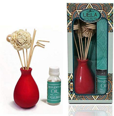 LIELA Ocean Breeze Fragrance Reed Stick and Oil with Ceramic Pot Diffuser Set Reed Diffuser Set with Ceramic Pot(60 ml)