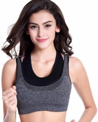 AP Fashion Women Sports Lightly Padded Bra(Black)