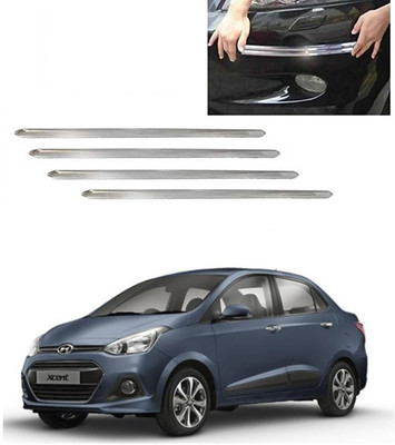 PRTEK Plastic Car Bumper Guard(Silver, Pack of 4, Hyundai, Xcent)