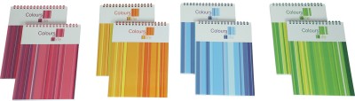 MAHAVIR Spiral Notebook - No.6 - Wire-O-Bound Pad Regular Notebook Ruled 80 Pages(Assorted, Pack of 8)