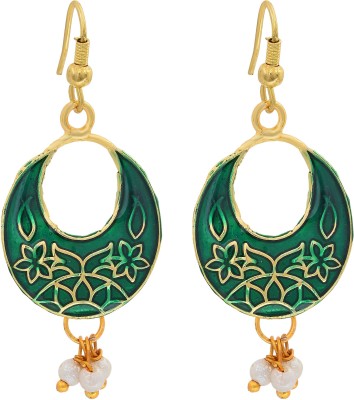 morir Gold Plated Small Round Shape Hand Painted Meenakari Minakari Drop Dangle Lightweight Indian Earrings Jewelry for Women and Girls Brass Earring Set