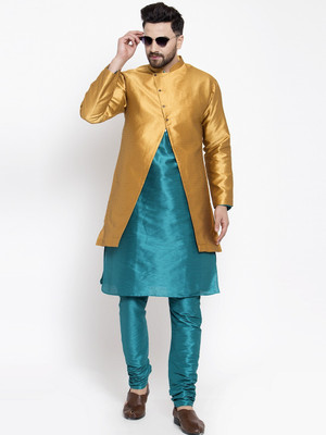 SAIFOO Men Kurta Pyjama Ethnic Jacket Set