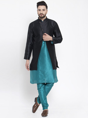 SAIFOO Men Kurta Pyjama Ethnic Jacket Set
