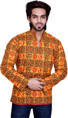 BALAJI GARMENTS Men Printed Straight Kurta(Yellow)
