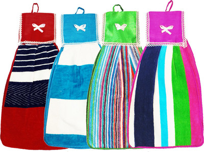 KUBER INDUSTRIES Hanging Cotton 4 Pieces Cotton Washbasin Napkin/Hand Towel for Kitchen and Bathroom (Multi)-CTKTC23992 Multicolor Cloth Napkins(4 Sheets)