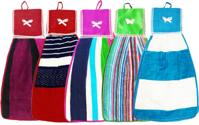 KUBER INDUSTRIES Hanging Cotton 5 Pieces Cotton Washbasin Napkin/Hand Towel for Kitchen and Bathroom (Multi)-CTKTC23998 Multicolor Cloth Napkins(5 Sheets)