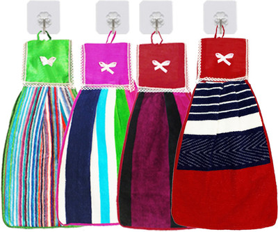 KUBER INDUSTRIES Hanging Cotton 4 Pieces Cotton Washbasin Napkin/Hand Towel for Kitchen and Bathroom (Multi)-CTKTC23995 Multicolor Cloth Napkins(4 Sheets)