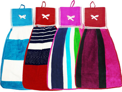 KUBER INDUSTRIES Hanging Cotton 4 Pieces Cotton Washbasin Napkin/Hand Towel for Kitchen and Bathroom (Multi)-CTKTC23991 Multicolor Cloth Napkins(4 Sheets)