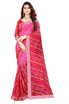 Kanooda Prints Printed Bollywood Georgette Saree(Pink)