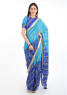 Kanooda Prints Printed Bollywood Georgette Saree(Light Blue)