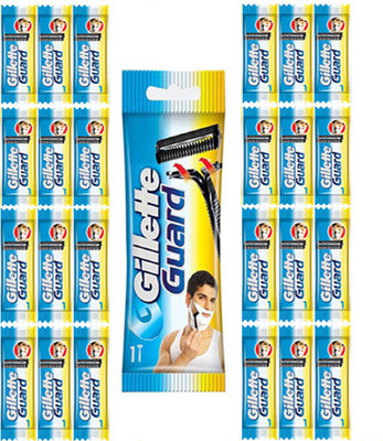 Gillette Guard Cartridge Single Blade With Razor (25Cartridge + 1 Razor Handle) Pack of 26 Items, Men & Women