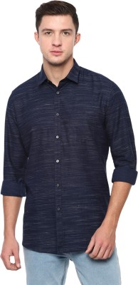 Van Heusen Men Self Design Casual Dark Blue Shirt