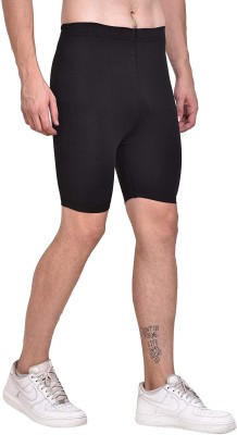 QUADA Solid Men Black Compression Shorts