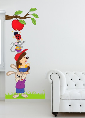 Wallzone 110 cm Happy Animals Removable Sticker(Pack of 1)