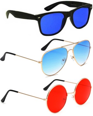 ELLIGATOR Aviator, Wayfarer, Round Sunglasses(For Men & Women, Blue, Red)