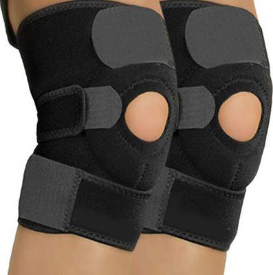 GymWar (1 pair) of Knee Support With Original Neoprene Knee Cap- Free Size Knee Support(Black)