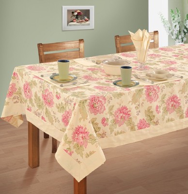 SWAYAM Floral 8 Seater Table Cover(Cream, Cotton)