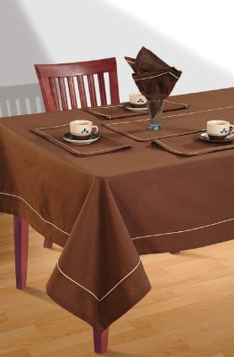 SWAYAM Solid 6 Seater Table Cover(Brown, Cotton)