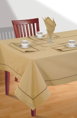 SWAYAM Solid 6 Seater Table Cover(Beige, Cotton)