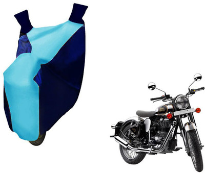 WolkomHome Two Wheeler Cover for Royal Enfield(Classic Chrome, Blue, Clear)